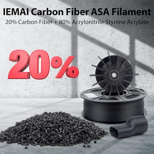 Image of IEMAI Carbon Fiber ASA Filament 1.75mm Matte Black 3KG, ASA CF 3D Printer Filament UV & Weather Resistant, High Dimensional Stability & Low Warpage for Outdoor Functional Parts