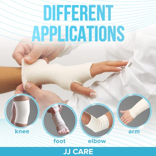 Jj Care Tubular Bandage, 4” X 12 Yards Stockinette Tubing For Legs And Knees, Size F Reusable Elastic Bandage Sleeve, Tubular Compression Bandage Roll For Ankles And Elbows, Rubber Latex W/Cotton #TOP7