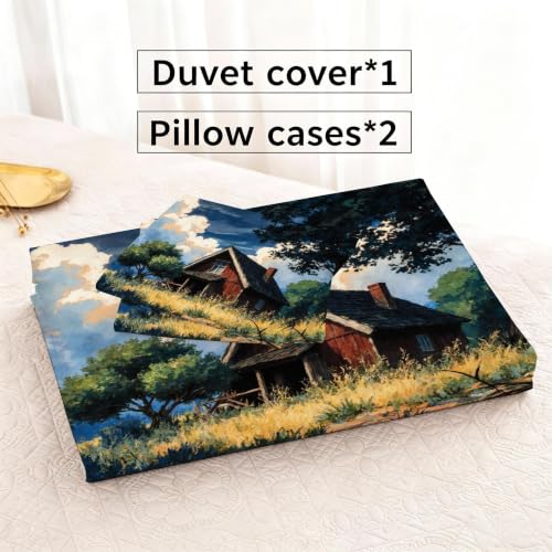 Parure de lit 160x200 2 personnes en microfibre avec housse de couette et taies 3D - 7