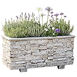 Garden Pley - Maceteros Grandes Exterior - Jardineras Exterior Grandes de Hormigon, Jardinera Rectangular de Lajas Decorativas, 90 x 42 x 39 cm. (1, Ceniza)