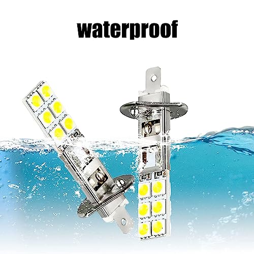 Gkmow 4 Pcs H1 Car Led Fog Lights, 12Smd 5050 Chipsets Led Fog Lamp, 6000K Super White Led Headlight Bulb For Most Cars Suvs Trucks (White) #TOP2