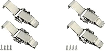Stainless Steel All in one Double Spring Locking Latch hasps Chest Toggle Catch Clasp Furniture Hardware Accessories w/Screws 4, L