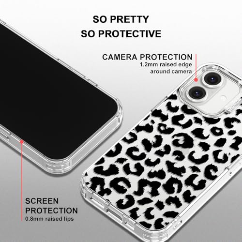 MOSNOVO Case for iPhone 16, [Buffertech 6.6ft Military-Grade Drop Protection] [Anti Peel Off Tech] Clear TPU Bumper Phone Case Cover Design - Black Leopard Print by MOSNOVO - Image 4