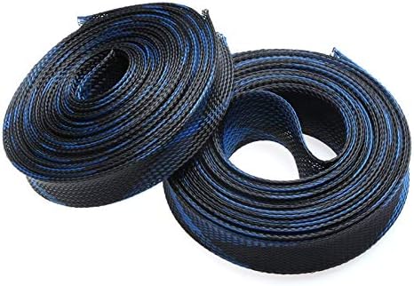 100M PET Expandable 4/6/8/10/12/15/20/25mm Cable Sleeves Insulation Braided Sleeve Wire Gland Cables Spiral Wrapping Protection - (Color: Black Blue, Inside Diameter: 6mm)
