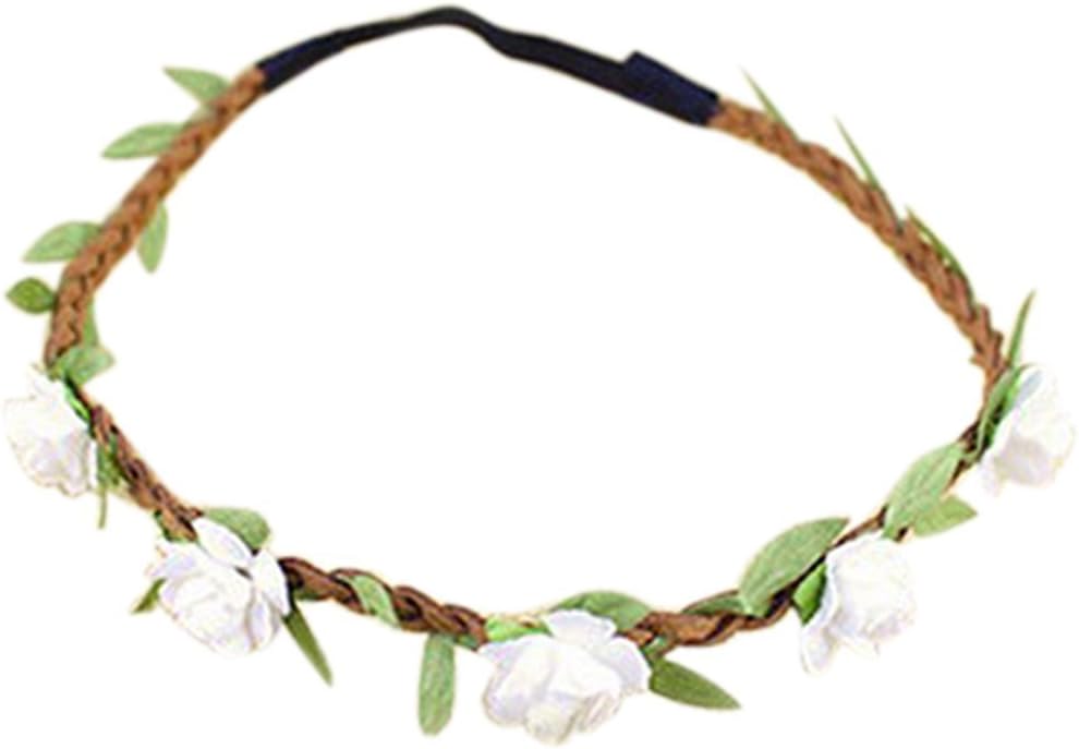 Gemini_Mall Women Girls Boho Style Floral Flower Hairband Headband Festival Party Wedding Garland White