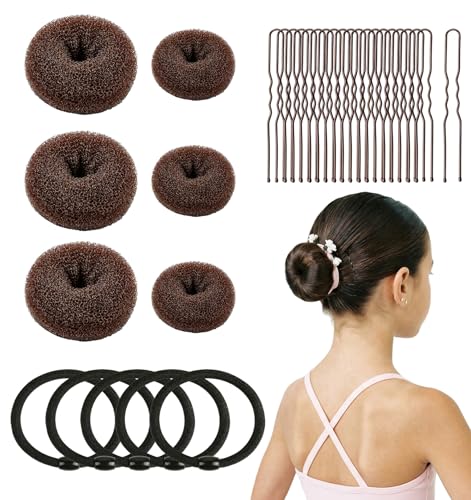 whisrvival 6pcs Hair Donut Bun Maker 2 Sizes in 1 Set(Small + Medium)