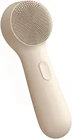 GOKOCO Escova de Limpeza Facial Elétrica Sônica de Silicone PN003, 3 Modos Ajustáveis, Dupla Zona de Cerdas, Bateria de Longa Duração, IPX7 Impermeável, Carregamento Type-C, Portátil, Bege