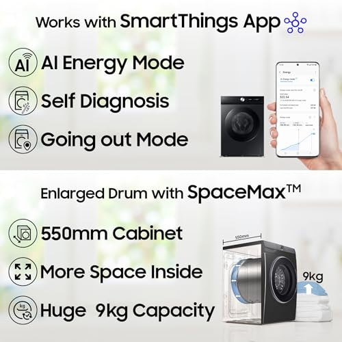 Samsung 9 kg, 5 star, AI EcoBubble, Super Speed, Wi-Fi, Hygiene Steam with Inbuilt Heater, Digital Inverter, Fully-Automatic Front Load Washing Machine (WW90DG5U24AXTL, Inox) 5 51In8oNe5SL