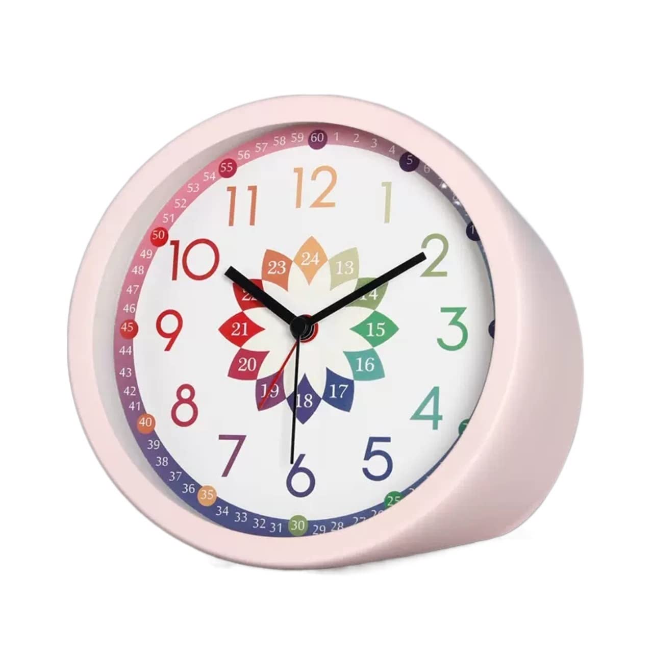 budzik, 5, 9-calowy supercichy, nietykający, mały, okrągły zegar(Pink)