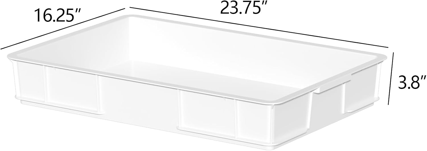 Dough Proofing Box, Commercial Stackable Pizza Proofing Dough Trays (23.75 x 16.25 x 3.8 Inches), White, 4 Pack