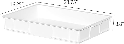 Miniatura 4 de Caja a prueba de masa, bandejas apilables comerciales para masa para pizza (23.75 x 16.25 x 3.8 pulgadas), color blanco, paquete de 4