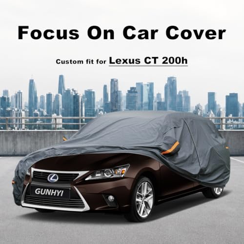 Image of GUNHYI Premium Car Cover Custom Fit Lexus CT 200h, 16 Layers Heavy Duty Car Cover Waterproof All Weather with Zipper Door for Sun Rain Snow Dust Uv Protection