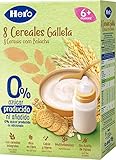 Hero Baby Papilla de 8 Cereales con Galleta, desde los 6 Meses, 340g