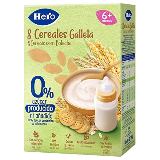 Hero Baby Papilla de 8 Cereales con Galleta, desde los 6 Meses, 340g