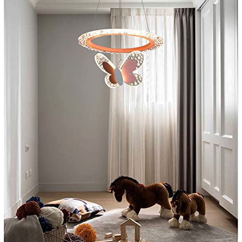 Pakfan Children's Room Pendant Lights Nordic Warm And Romantic Girl Bedroom Princess Room Led Butterfly Chandelier Luxury Ins Lamps Pink Grey Big Chandelier Led #TOP6