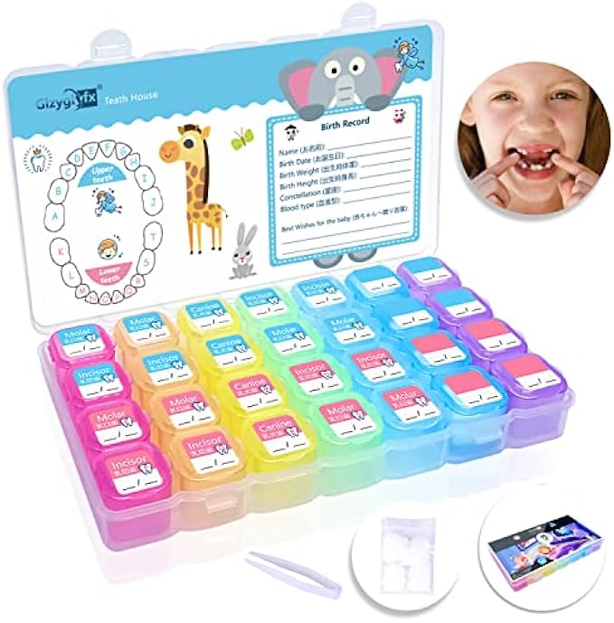 Glzyglyfx Tooth Fairy Box, Tooth Holders For Kids Keepsake, Tooth Container Box Gift, Fetal Hair Umbilical Container For Boy Or Girl, PP Material Allows You To Easily Store Your Baby's Lost Teeth.