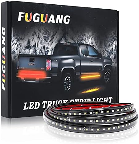 Fuguang [2PC-70inch IP68 LED Board Running Light Truck Side Marker Flexible Step Strip Lights White & Amber Turn Signal Combo Kit (IP68)