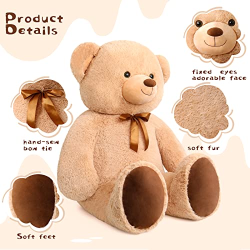 Tezituor Giant Teddy Bear Stuffed Animal 47Inch, Big Stuffed Bear Plush For Kids Adult Girlfriend, Large Teddy Bears Plush Gift For Christmas Valentine's Day Birthday Baby Shower,Tan #TOP1
