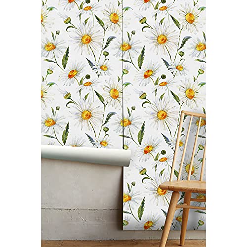 Papier peint camomille vintage intissé pour masquer imperfections - 5