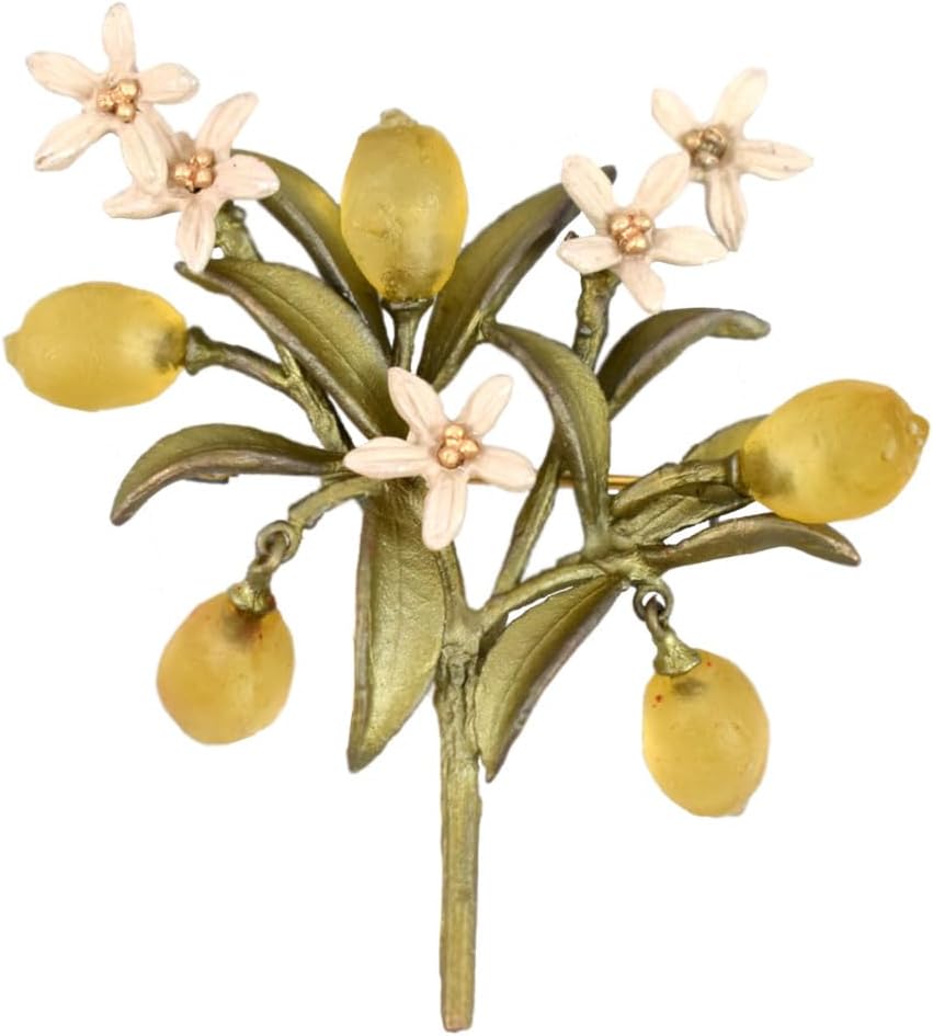 American Handmade Lemon Drop Brooch Pin | Cast Artisan Glass & Bronze Metal