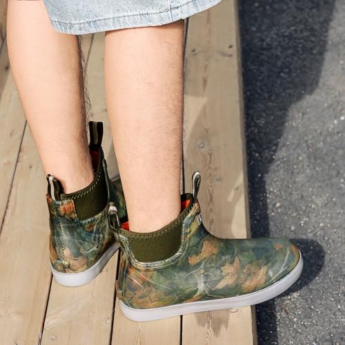Image of Rain Boots for Men, Waterproof Ankle Mens Deck Boots Anti-Slip Comfort Rubber Boots Chelsea Garden Shoes for Yard Fishing Outdoor Work