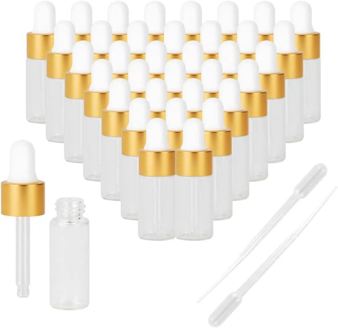 36 Pack Mini Dropper Bottle, 3ml Clear Small Sample Glass