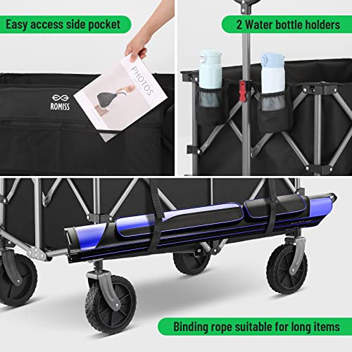 Romiss Folding Wagon Cart Heavy Duty Collapsible Utility Wagon Outdoor Camping Garden Cart With Universal Wheels For Camping, Sports, Shopping - Black #TOP4