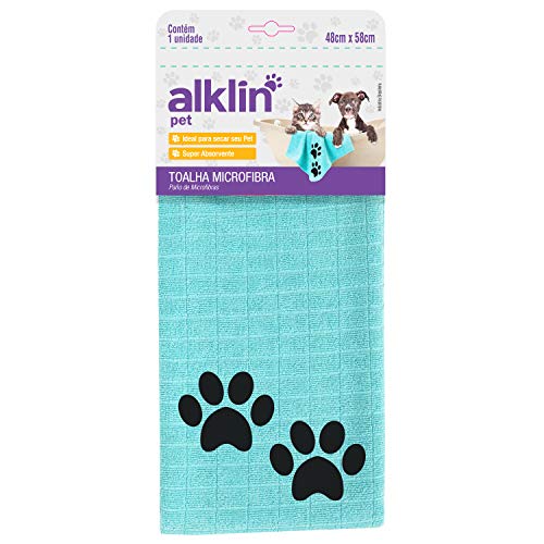 Toalha Microfibras Pet para Cães e Gatos, Alklin Pet, Azul
