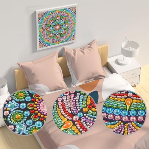 Image of AiYuanzsh Special Shape Diamond Painting Set for Adults, Mandala 5D Partial Drilling Diamond Art Set for Beginners, Paint Gem Art Painting Crafts with Diamonds 30x30cm