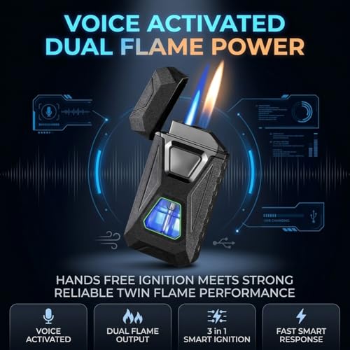 Encendedor dual con voz activada USB recargable miniatura 2