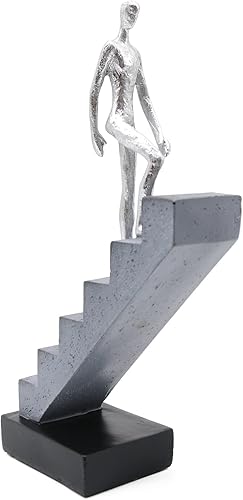 Miniatura 7 de Estatua de escalera y escultura, figuras creativas de escaleras para sala de estar, decoración del hogar, resina, plata