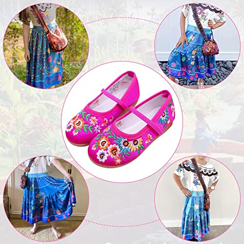 Girls Encanto Costume Shoes Mirabel Isabela Madrigal Floral Embroidery Mary Jane Flats Shoe Halloween Princess Dress Shoes2