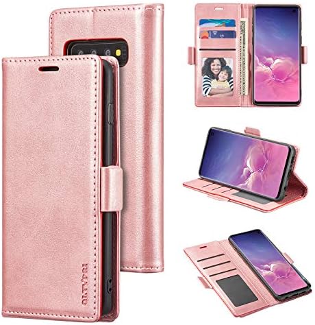 QLTYPRI Case for Samsung Galaxy S10, Premium Soft Leather Wallet Case with Card Holder Kickstand Magnetic Closure Protective Flip Cover for Samsung Galaxy S10 - Blue