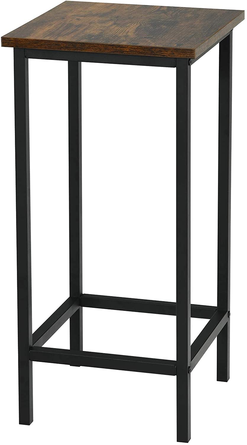 GIANTEX 4 drewniane stołki barowe z podnóżkiem, żelazna rama, wysokość siedziska 62 cm, do kuchni, salonu, kawiarni, bistro