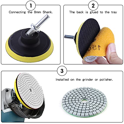 Ocr Diamond Polishing Pads 3 Inch Wet/Dry Polishing Kit 10Pcs 50#-3000# Grit Pads Plus A Backer Pad For Granite Concrete Marble Polishing #TOP5
