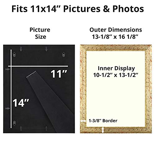 Icona Bay 11X14 Gold Picture Frame, French Baroque Style Photo Frame 11 X 14, Wall Mount Or Table Top, Regency Collection #TOP2