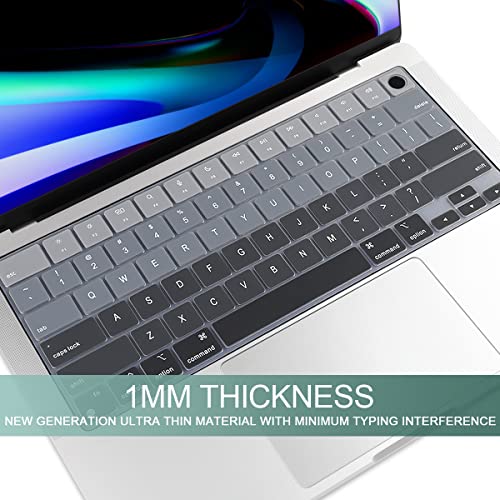 Batianda For New Macbook Pro 14 16 Inch Keyboard Cover 2021 2023 A2779 A2780 With M2 M1 Pro/Max Chip And M2 Macbook Air 13 Premium Ultra Thin Gradient Color Waterproof Keyboard Skin, Gradient Grey #TOP5
