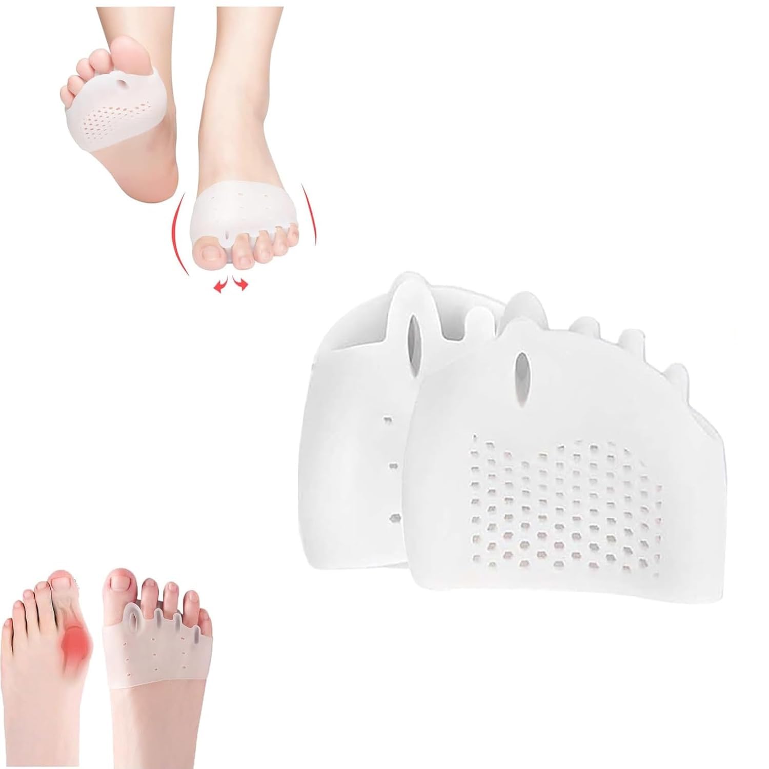1Pairs Toe Sleeves for Bunions,Silicone Toe Separators & Toe Sleeves for Women & Men,Breathable Five-Hole Honeycomb Forefoot Pads,Relieve Forefoot Pressure,Relieves Pain,for Daily Wear (White) | Silicone Washable & Reusable Design, Lightweight Toe Separator-image-12