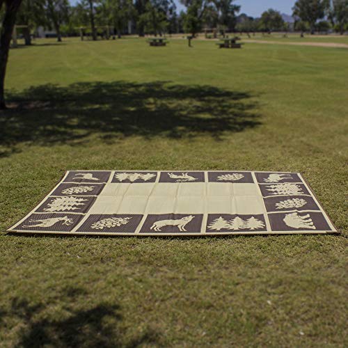 Stylish Camping 226097 6-Feet By 9-Feet Reversible Mat, Plastic Straw Rug, Large Floor Mat For Outdoors, Rv, Patio, Backyard, Picnic, Beach, Camping - Hunter Mat (Brown/Beige) #TOP1