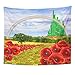 Emvency Tapestry Poppies Field Yellow Brick Road Leading to The Oz Emerald City Flowers Follow Home Decor Wall Hanging for Living Room Bedroom Dorm 60x80 Inches