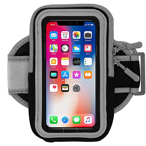 i2 Gear Armband for Running Compatible with iPhone 11, 11 Pro, XR, XS, 8, 7, 6, Galaxy S10, S10e, S9, S8, S7 - Workout Phone Holder with Zipper Pouch Fits Phone Cases (14 Inches)