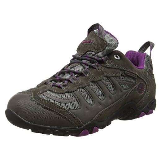 Hi-Tec Penrith Low Waterproof, Zapatillas de Senderismo Mujer, Gris (Charcoal/purple), 38 EU (5 UK)