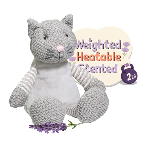 WILD BABY Microwavable & Weighted Plush Toy - Cat Stuffed Animal for Comfort & Warmth - Soft, Heatable Plushie for Snuggles - Great for Kids, Toddlers & All Ages