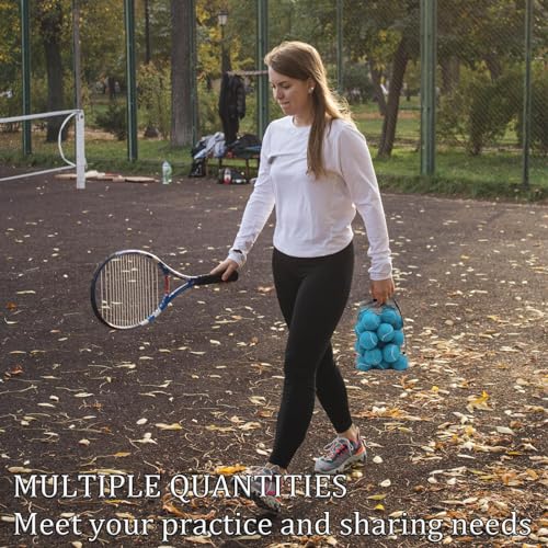 Swingers Tennis Balls，20 Pack Training Tennis Balls,Exercise Balls for Pet Dog, High Elasticity Practice Tennis Balls for Beginner, with Mesh Carry Bag Easy to Transport (Light Blue) - Thumbnail 7