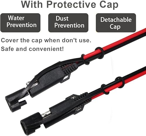 Kuncan 25Ft Sae To Sae 2 Pin Extension Cable Dc Power 16Awg Heavy Duty Battery Quick Disconnect/Connect Wire Harness With Sae Connectors With Dust Cap #TOP4