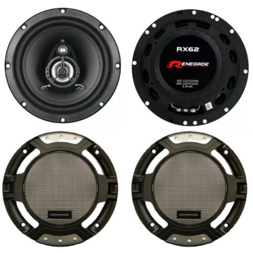 KIT SET PER RENEGADE RX62 2 altoparlanti coassiali a 2 vie, 6,5 16,5 cm 165 mm, 100 watt rms 200 watt max, 4 ohm, 90 db spl, per auto, a coppia + griglie omaggio