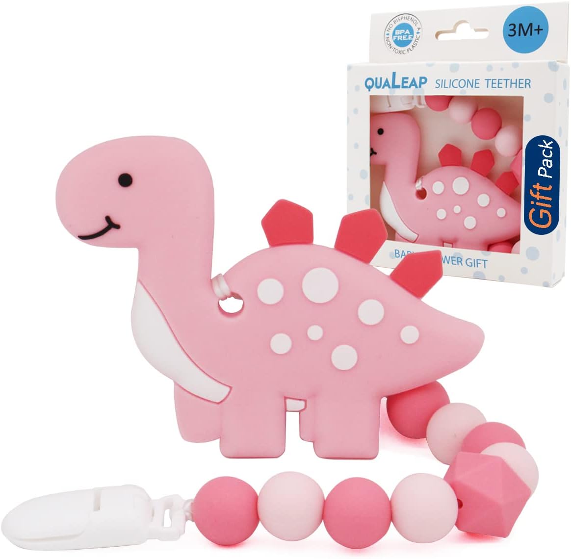 Baby Teether - Baby Teething Toys for Babies 0-6 Months and 6-12 Months with Pacifier Clip – BPA-Free, Freezer Safe, Natural Organic Boy Teether – Best Baby Shower Gifts