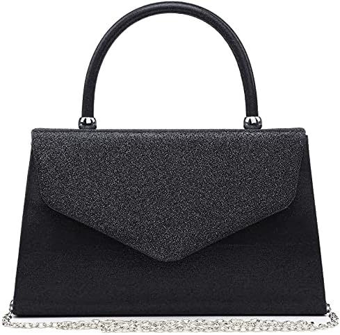 Dasein Women's Evening Bags Formal Party Clutches Wedding Purses Cocktail Prom Handbags with Frosted Glittering (Black)