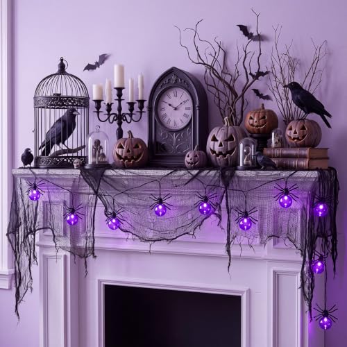 Patifaire Large Spider Halloween String Lights, Battery Powered with Timer - image 7