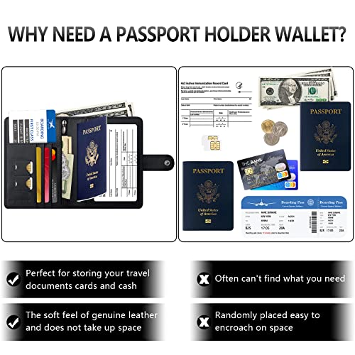 Passport Holder Passport Wallet Covers - Passport And Vaccine Card Holder Combo Genuine Leather Rfid Blocking Leather Passport Case With Coin Zipper Slot For Women And Men #TOP3
